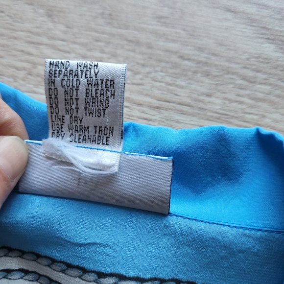 Vintage Michael Mims Kathy Cole Anchor Rope Silk Satin Top Long Sleeve Button - Picture 9 of 10